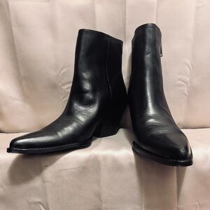 Women’s ( Can Be Men’s )Sam Edelman”Jane” Black Leather Cowboy Ankle Boots Sz.11